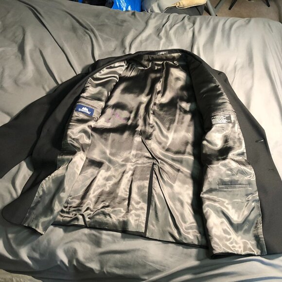 Stafford Men's Blazer Jacket 50R Black Sport Coat Double Button Classic Formal - Picture 14 of 16